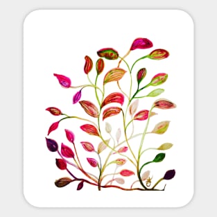 Red and Green Leaves! Light Blue. Sticker